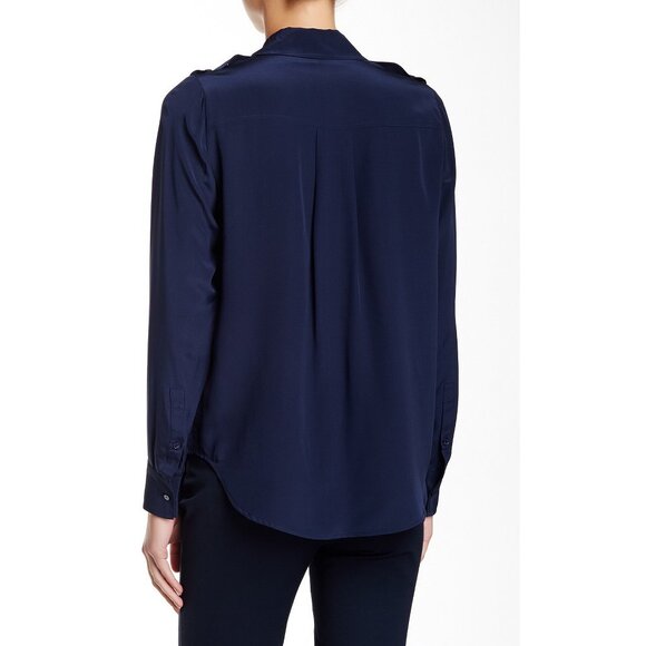 NEW VINCE Patch Pocket Long Sleeve Silk Blouse - Work to Dinner, Small - Picture 2 of 11